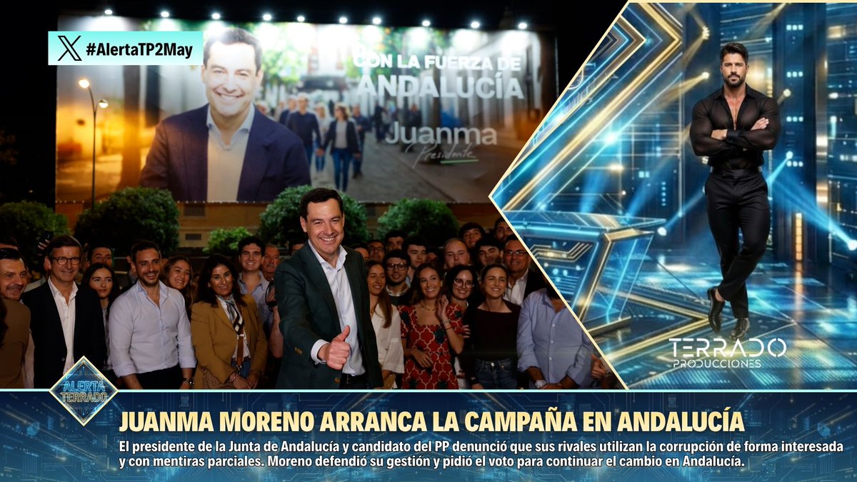 ⚖️ Juanma Moreno denuncia que la oposición usa la corrupción con mentiras para frenar el cambio.

🗳️ El candidato del PP defiende su gestión y pide el voto masivo para dar continuidad a su proyecto.

📉 Critica el uso interesado de informaciones parciales.

⚠️ #AlertaTP2May