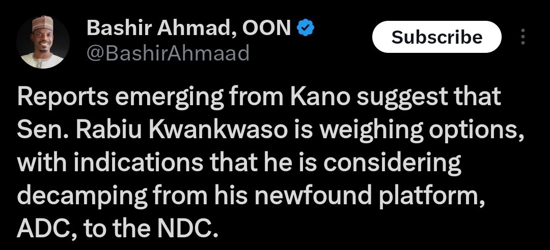 Derocin7's tweet photo. @BashirAhmaad Funny how you managed to report on Kwankwaso’s move without questioning his ability to lead the nation. Same action, two different narratives. Kwankwaso is weighing options. But Obi is afraid and escaping. Oh, and blind supporters. We know what we are doing. https://t.co/2obNMmISDk