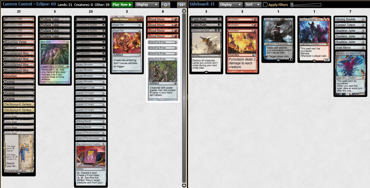 Taddy_99's tweet photo. Top8 Modern Challenge with Eclipse Lantern

R1: Neobrand 🏮🏮
R2: Affinity 🌑🏮🏮
R3: Amulet Titan 🏮🌑🏮
R4: Dimir Midrange 🏮🏮
R5: Goryo's Vengeance 🌑🏮🌑
R6: MonoG Broodscale 🌑🏮🌑
QF: Affinity 🌑🌑

They called us a meme… so I had to join in the laughter!👀💎

@fireshoes https://t.co/gBJ5eNaBO2