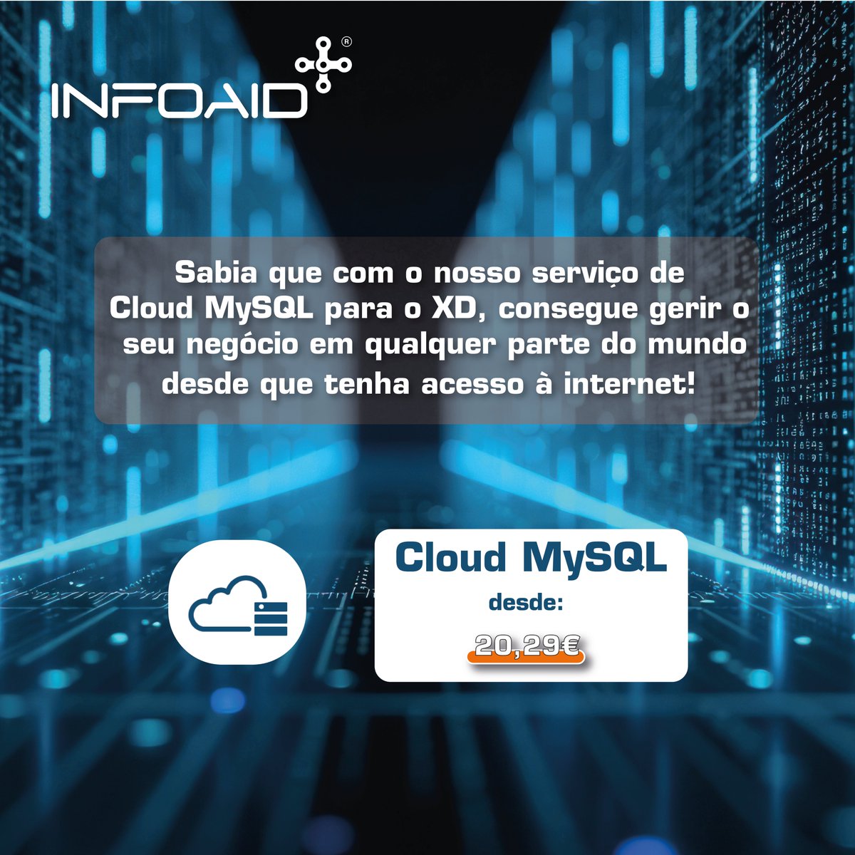 infoaid_pt's tweet photo. ☁️ Cloud MySQL para o XD Software – Segurança, Mobilidade e Desempenho! 💼🚀

✅ Aceda ao XD a partir de qualquer local
🔐 Cópias de segurança automáticas e proteção de dados
⚙️ Maior rapidez e sem necessidade de servidores locais https://t.co/GVzlHhebIV