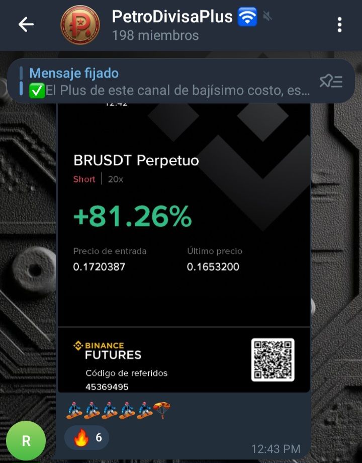 PetroDivisa's tweet image. 🛜🔴 #BR en 📈📉 de un Dia. Beneficio apalancado por 10X 👉 132% 🎯 🔥. 📈📉📊

🔓El canal anual de señales #PetroDivisaPlus esta abierto todo el año para el que quiera entrar, con un pago único de 12 USDT por todo el 2026. Interesados entrar en👉 t.me/PetroDivisa/34…
👈👀.