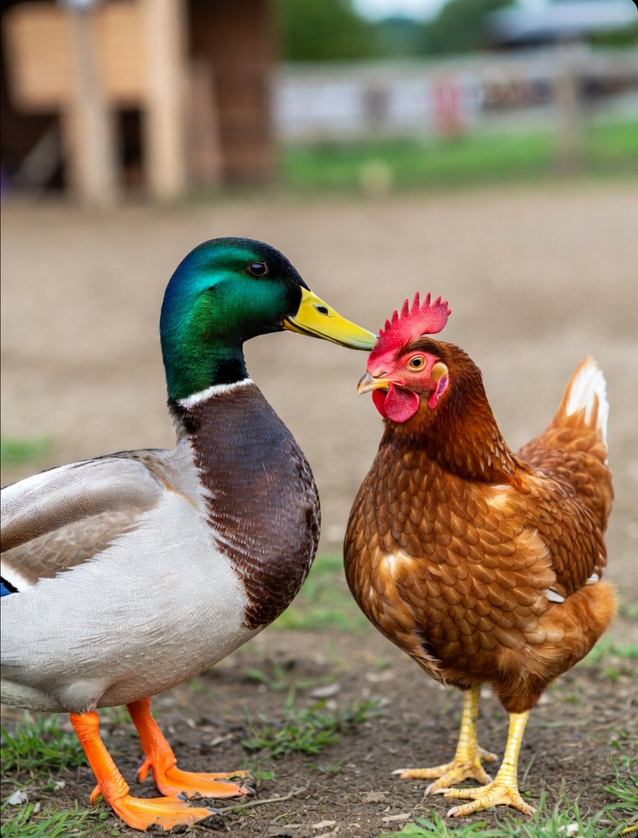 Damagehands's tweet image. BREAKING: 
Duck and Chicken enemies-to-lovers plot as well???

Both spotted OUTSIDE CHICKEN COOP, rooster at work!
#animaltwt #drama