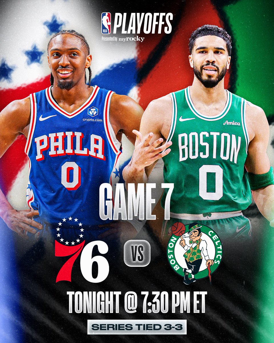 NBACanada's tweet image. GAME 7... 76ers vs Celtics... WHO YA GOT? 

Watch Game 7 between the @sixers &amp;amp; @celtics TONIGHT (7:30 PM/ET) on Sportsnet. 

The #NBAPlayoffs are presented by MyRocky.