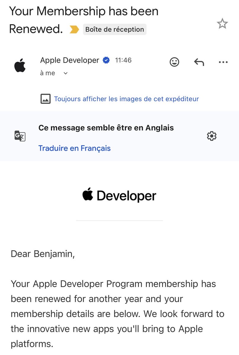 benjaminble's tweet photo. A year later, it’s time to renew my Apple Developer subscription 🍏

To begin with, my main goal was simply to launch the app
Then to pay back my $100 investment

Three apps later, I’m aiming for $500 MRR (currently $300)

It’s been a great year https://t.co/ESWZeP82SD