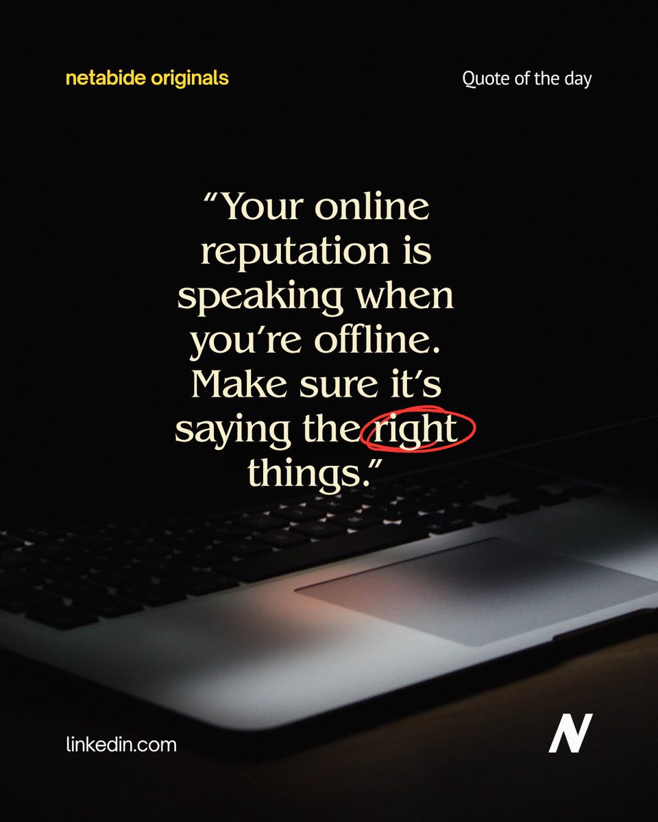 netabide's tweet photo. Audit your last 10 posts — do they align with the value you want to be known for?

#netabide #digital #digitalidentity #qotd #entrepreneurship https://t.co/gcHdJho3xm