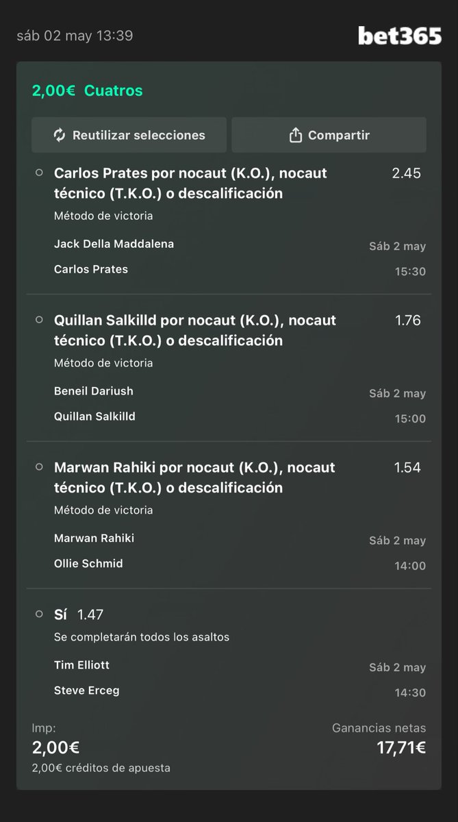 CashBack365_'s tweet photo. Esto es lo que llevo hoy para ufc. Con todo 🔥🔥

Añadir a su cupón de apuesta: https://t.co/tGx4U7Xata https://t.co/B2jmI0PBVp