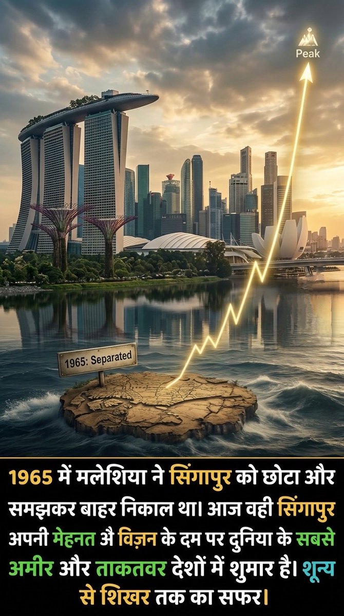 FactsKish's tweet image. “In 1965, Malaysia expelled Singapore considering it small and weak.
Today, that same Singapore, through its hard work and vision, is counted among the world’s richest and most powerful countries.
A journey from zero to the peak.” #singapore #malaysia