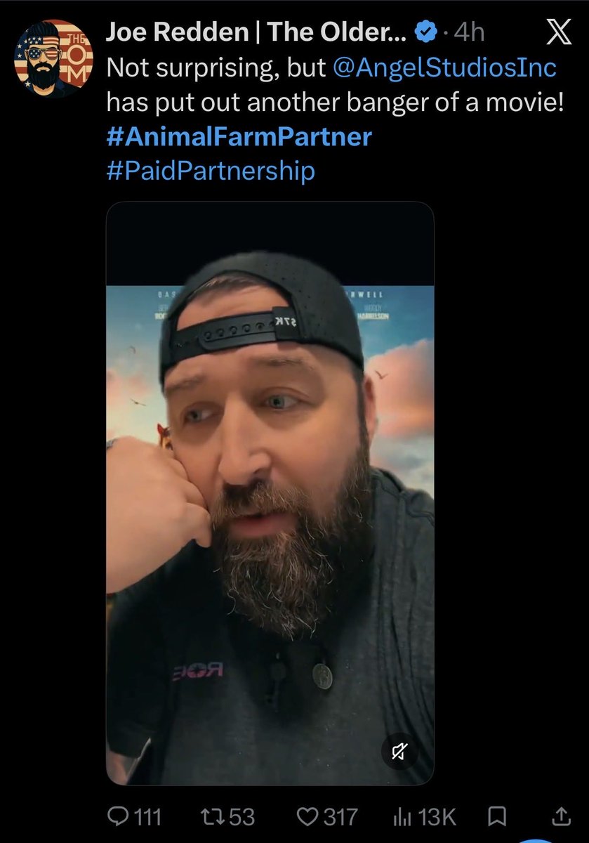 Knesix's tweet photo. Blocking all of these @animalfarmpartner clowns. 

I don't mind people accepting sponsors but this is a credibility-destroying conflict of interest because it's based on principles and ideology that directly opposes their 'conservative' branding.

They 100% the anti-communist message of Orwell's original was subverted to "anti capitalist" by a woke director and cast. They got the money anyway.