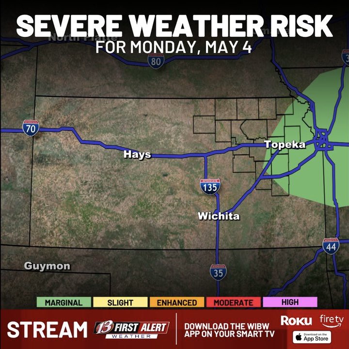 mitchellkeyeswx's tweet image. FIRST ALERT: Severe Weather Risk For Monday ⛈️

@wibw 

#severe #storms #kansas #weather #kswx