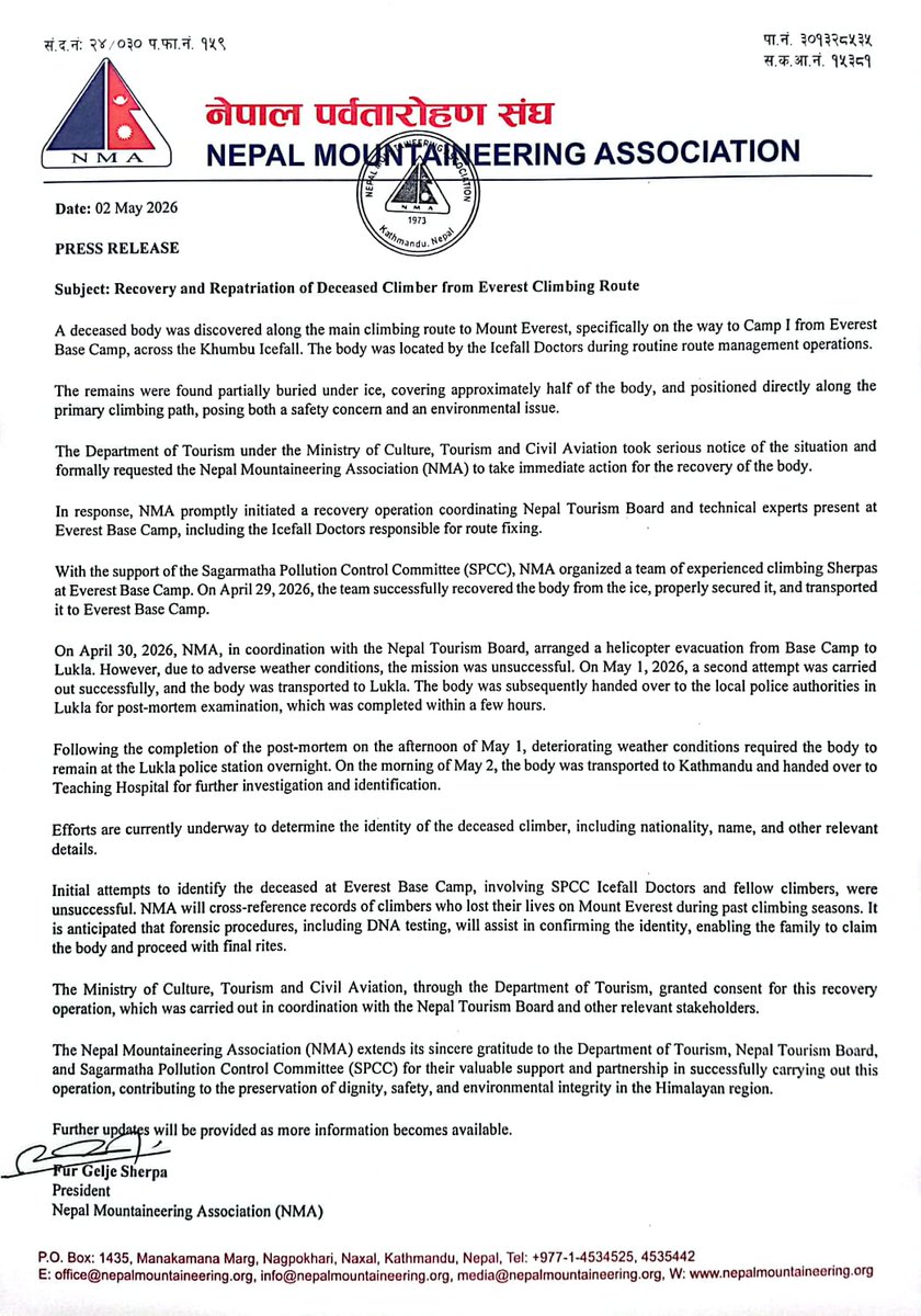 Nepal Mountaineering Association tweet media