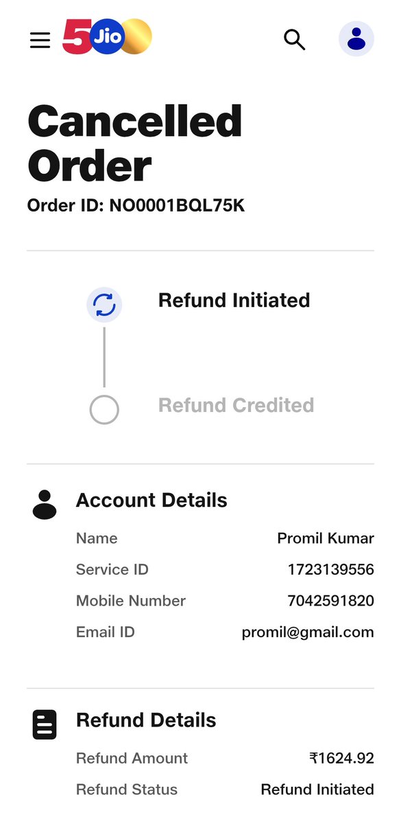 pgoyal1996's tweet photo. @JioCare I do not keep payment screenshots for unsuspicious payments. For what its worth though pls refer image for refund initiated, pls confirm that the status is completed for this refund in your system! https://t.co/jm9QftZHCg