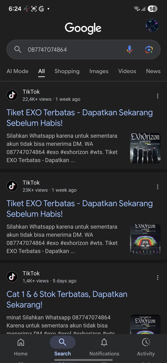 spicaludra's tweet photo. Yg masih nyari tiket exo, tiati sama ini yaaa... masa ngasih notes buat dp bilangnya gak boleh, kalau pake notes dp nya harus 20%.. kan kocakk.. gue komen tiktoknya diblok langsung wkwkwk tiati yaaaa!!
No hp: 087747074864

Tag: exo horizon jakarta wts wtb tiket exo https://t.co/DID50o57Su