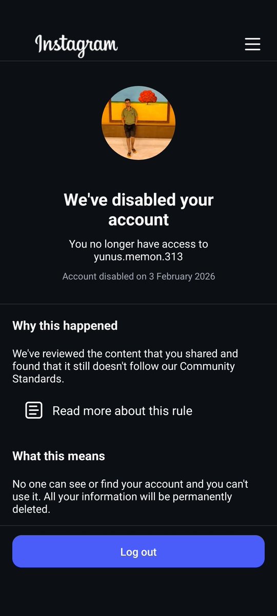 YunusMe63829174's tweet image. My Instagram @yunus.memon.313 got disabled by mistake today.

I haven’t violated any guidelines. If anyone from @Instagram or @Meta can help review, I’d really appreciate it.

2.5.26
#InstagramDisabled #Help