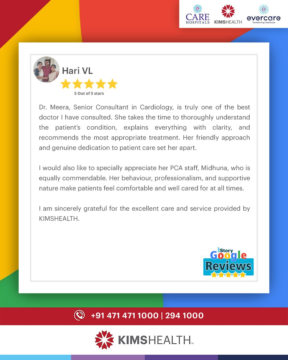 hospital_kims's tweet image. Trust is built through care, clarity, and compassion.
Thank you for your kind words and for placing your trust in us.

📞 +91 471 471 1000 | 294 1000
#KIMSHEALTH #PatientExperience #CardiologyCare #PatientStories #CompassionateCare #HealthcareExcellence #TrustedCare