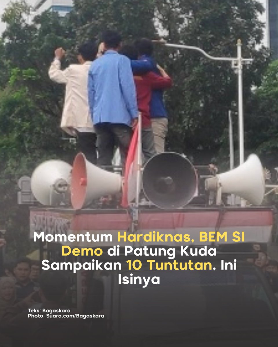 suaradotcom's tweet photo. Momentum Hari Pendidikan Nasional bukan cuma seremoni: mahasiswa BEM SI turun ke Patung Kuda bawa 10 tuntutan. Apa saja isinya?
Baca selengkapnya: https://t.co/kzWriRzGlD
#BEMSI #hardiknas #demo DR https://t.co/kkqMycR7o9