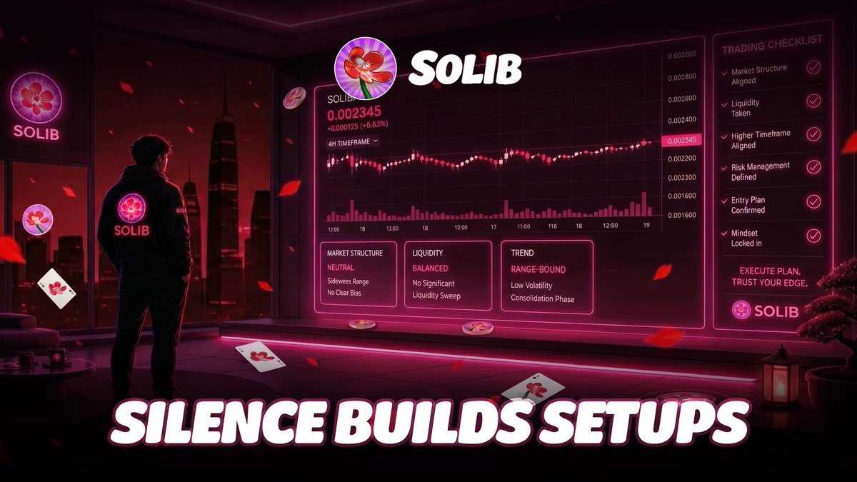 SOLIB_Official's tweet photo. Quiet markets confuse traders.
But this is where
the best setups are built.
No hype.
No rush.
Just structure forming.
Smart traders observe โ
not force trades. ๐๏ธ
Let the market come to you. โก
Watch the setup unfold on $SOLIB ๐
https://t.co/MCobEux1vZ
#SOLIB #LowVolume #MarketStructure #CryptoWeekend #TradingPatience