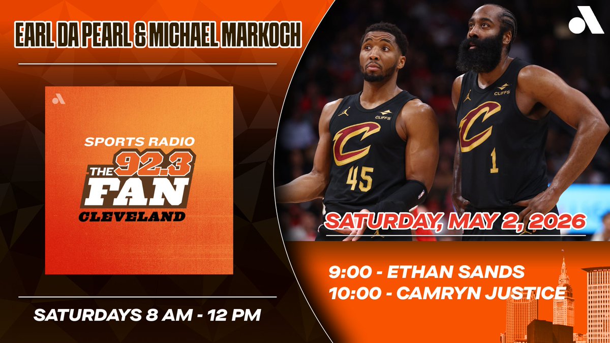 923TheFan's tweet image. COMING UP AT 8 AM ➡️

🚨 @earldapearl_216 and @mcmarkoch recap the #Cavs Game 6 loss, the latest on the #Browns QB situation following head coach Todd Monken's comments yesterday and more 

🔊 Listen LIVE: audacy.com/stations/923th…