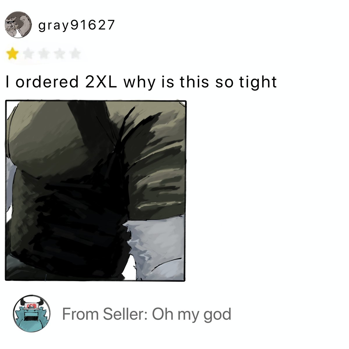 GrayoleDraws's tweet photo. Wrong size bro https://t.co/IOumWgEYGx