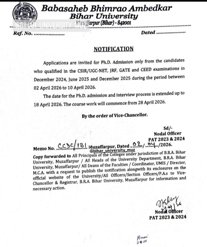 JiPaswan29649's tweet image. @brabu_ac_in @DileepY51270176 @DineshCRai @GovernorBihar @atahasnain53 @samrat4bjp @officecmbihar @PMOIndia @iChiragPaswan 
एक सत्र तीन साल लेट दुसरा दो बार नामांकन का जारी #नोटिस फेल 
इसलिए #गांव के छात्र #PhD #नहीं करना चाहते हैं 
#BRABU #दिनेशचद्रं_राय #लोकभवन_बिहार #चिराग_सर