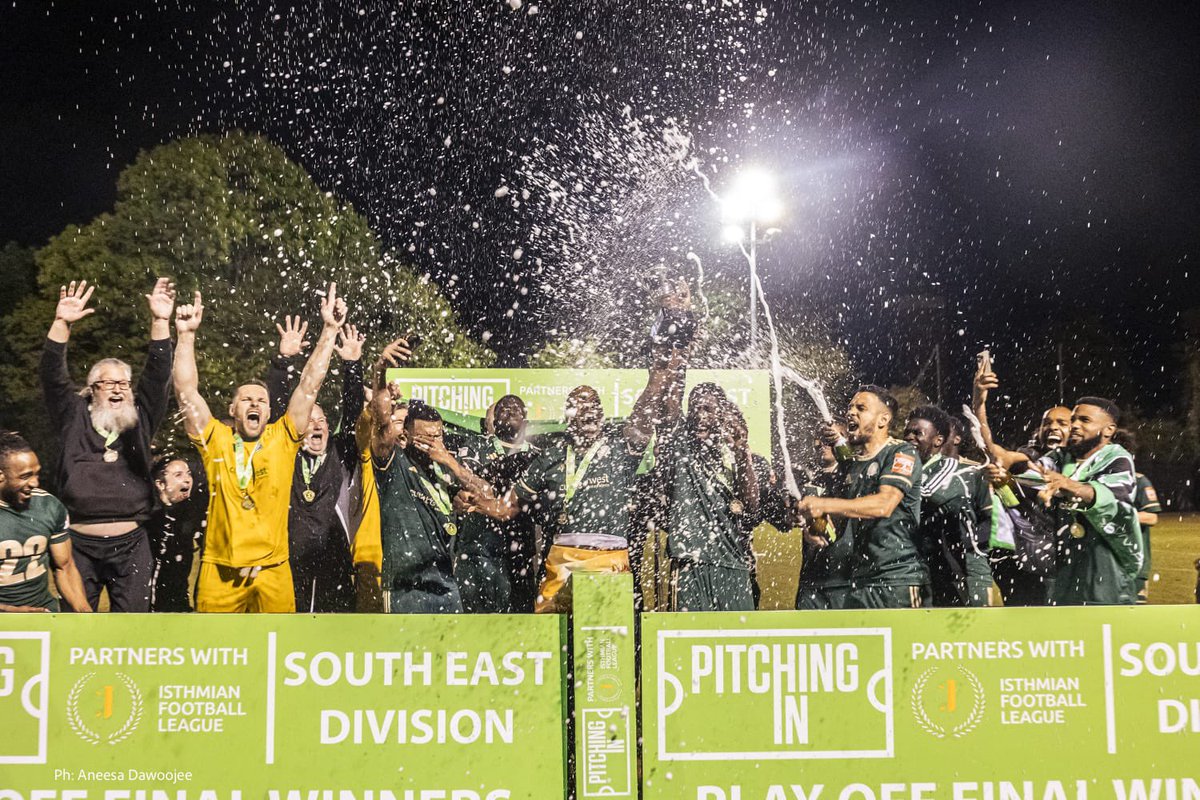 AFCWhyteleafe's tweet photo. TONIGHT, WE CELEBRATE!

This evening, we celebrate; the “Warriors Of Whyteleafe!” This group of players that were told, “they were too old,” “too slow” and “not good enough anymore at this level.” A group of men that refused to lose last night, put their bodies on the line once more, that didn’t buckle when it felt like that we were against more than 11 men. It simply made them stronger.

We celebrate Ennio Gonnella for guiding us to a 3rd consecutive promotion, not many can know the blood, sweat and tears he’s put in to this club to make this happen. 

We celebrate our coaching and management team whose passion and hard work has helped achieve the success.

We celebrate the author of this fairytale, Kelly Waters. Without him, there is no story.

We celebrate our fans, home and away you’ve been with us all season and when we asked you, to turn up and make noise for the boys, you duly obliged. Your energy helped lift and galvanise the boys.

Tonight we celebrate AFC Whyteleafe!

Whyteleafe Tavern tonight 💚

Image by Aneesa Dawoojee