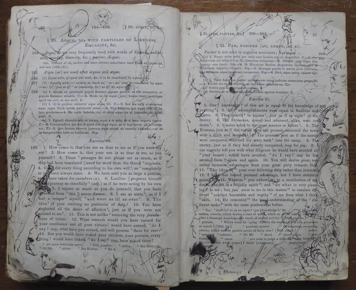 duncanreyburn's tweet photo. In Maisie Ward's biography of Chesterton, there's a remark from someone about Chesterton's habit of wrecking books. He was criticised for covering his copy of Arnold's Latin prose with "devils" (I checked this when I had a chance to examine the book in question: there are no devils in it).