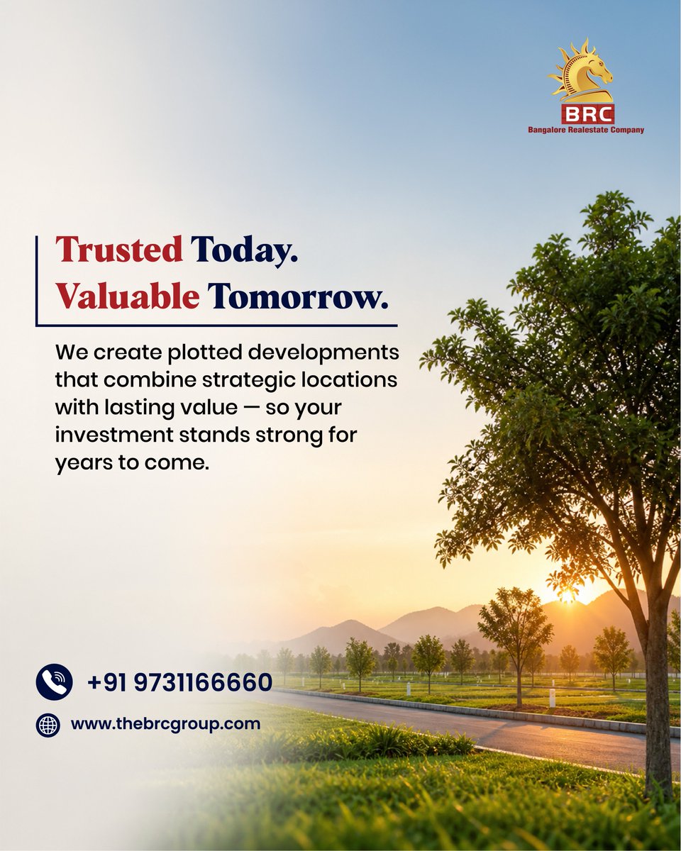 brc_group's tweet photo. The right investment isn’t just about today -
it’s about the value it creates over time.

At BRC, we develop plotted communities in strategic locations, designed to deliver long-term growth and stability.

📍 Prime locations
📈 Strong appreciation potential https://t.co/E9at4KaTpt