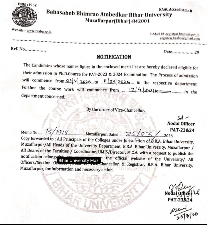 JiPaswan29649's tweet image. @brabu_ac_in @DileepY51270176 @DineshCRai @GovernorBihar @atahasnain53 @samrat4bjp @officecmbihar @PMOIndia @iChiragPaswan 
एक सत्र तीन साल लेट दुसरा दो बार नामांकन का जारी #नोटिस फेल 
इसलिए #गांव के छात्र #PhD #नहीं करना चाहते हैं 
#BRABU #दिनेशचद्रं_राय #लोकभवन_बिहार #चिराग_सर
