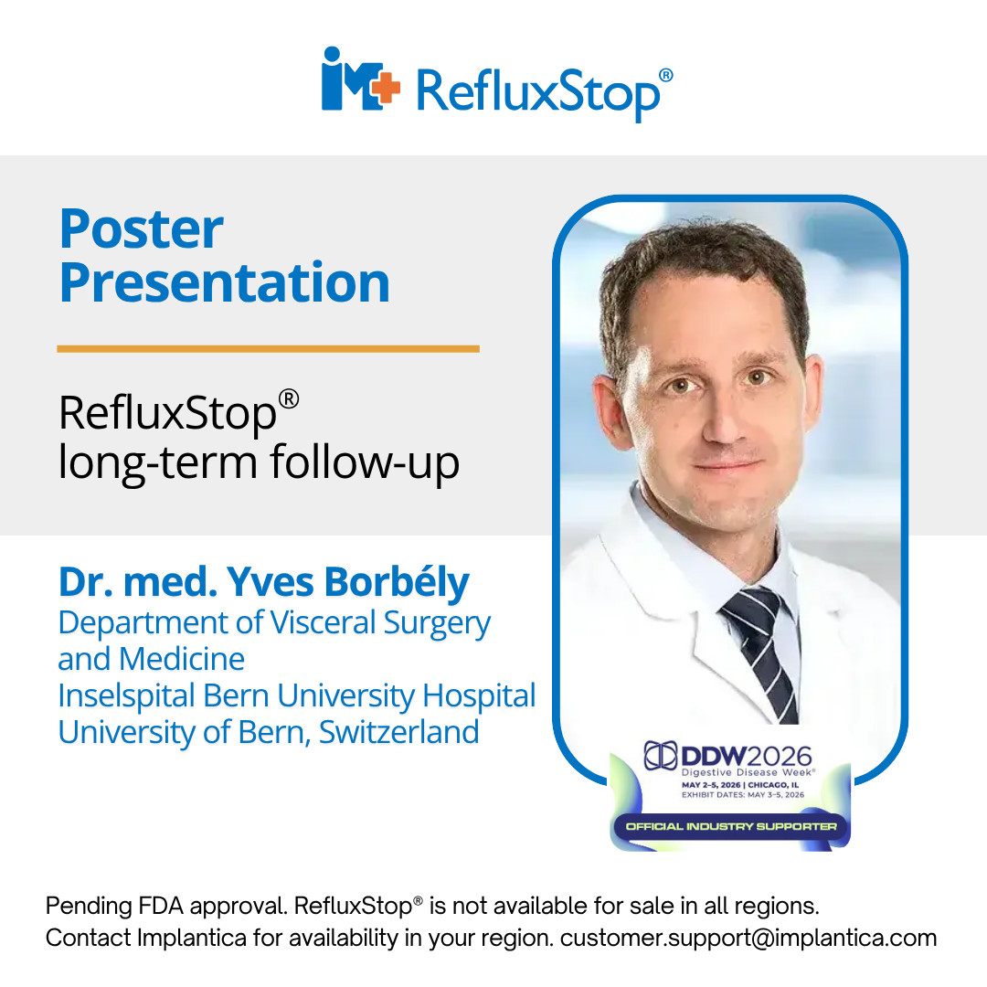 RefluxStop's tweet photo. Dr. med. Borbély will present a poster tomorrow @DDWMeeting

LONG-TERM FOLLOW-UP OF THE REFLUXSTOP PROCEDURE TO ADDRESS GASTROESOPHAGEAL REFLUX DISEASE

Session Type: Poster
Session Title:
GERD: Endoscopic and Surgical Therapy
📆Sunday, May 3
⏰12:30-1:30 PM CT
#DDW2026 https://t.co/oT4WO2EzlQ