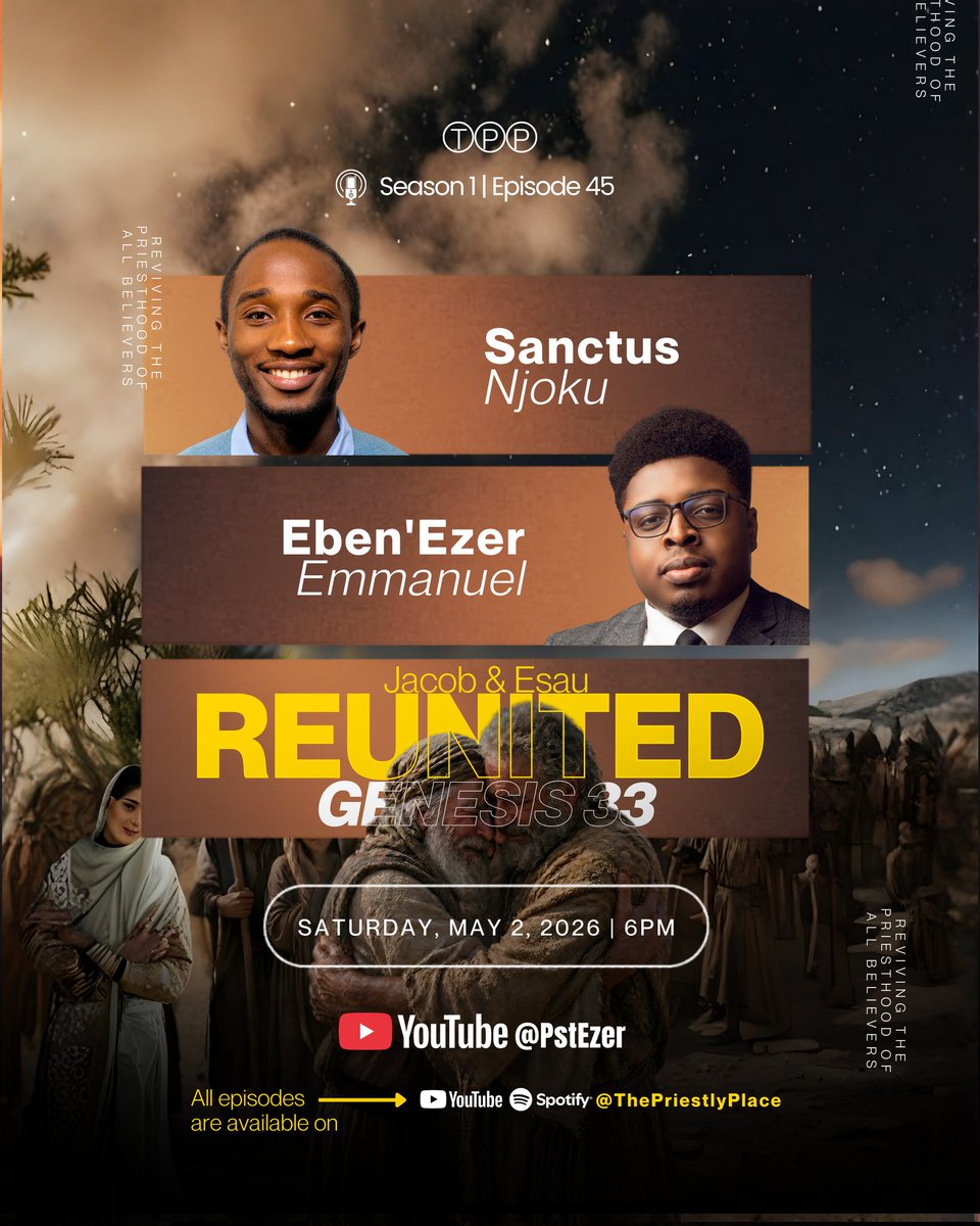 OjoduEbenezer's tweet image. Join us tonight as we dig into the reunion of Jacob and Esau in Genesis 33.

#Genesis33 #Jacob #BibleStudy #JacobandEsau #forgiveness