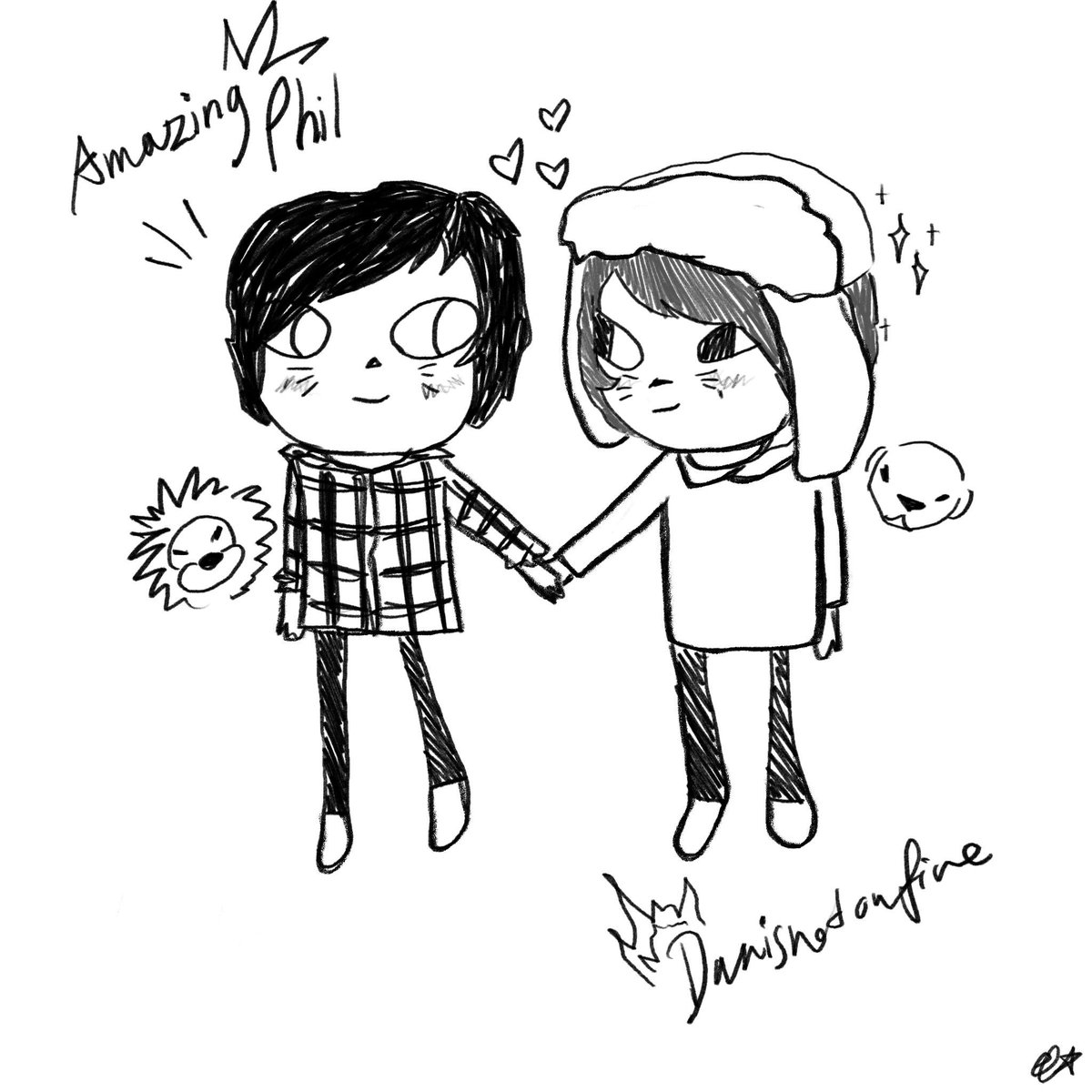inside_folk_'s tweet photo. PART FOUR of PHART PHISTORY: BOYFRIENDS
In the style of Yoshitomo Nara.
this one is not based off of any specific drawing of his, but generally his sketching style!

#phanart #phan https://t.co/vu9fn9a10J