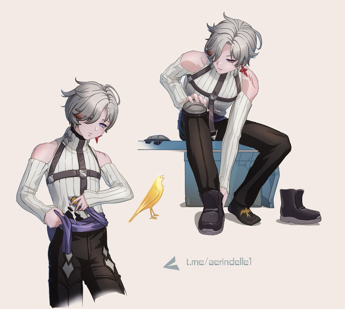Aerindelle's tweet image. Иллуга, стриптиз наоборот, часть третья.

#Illuga #GenshinImpact #art