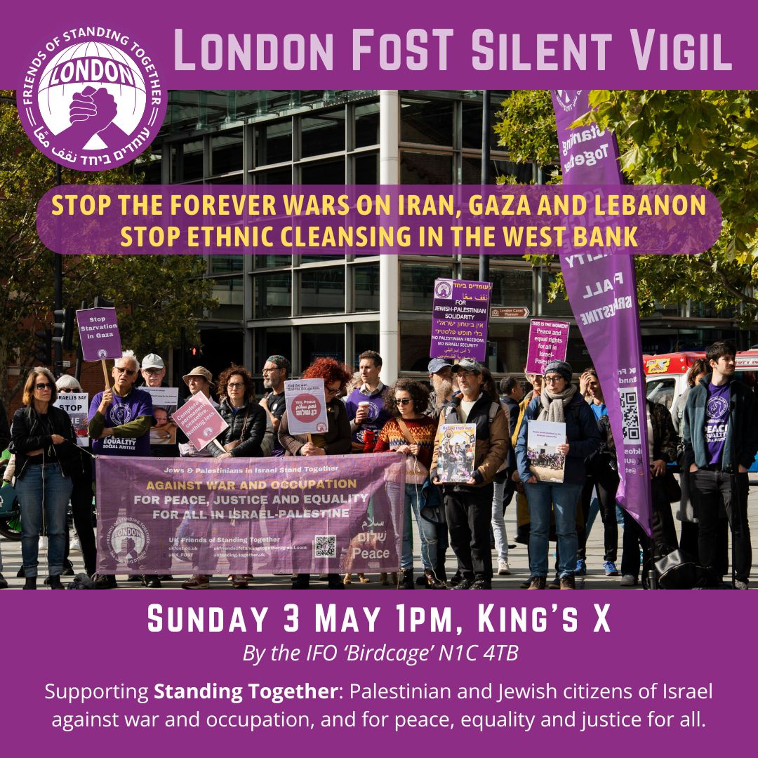 UK_FOST's tweet image. Join London Friends of Standing Together tomorrow, Sunday May 3rd at 13.00 King’s Cross by the Bird Cage for a silent vigil calling for an end to the forever wars&amp;amp; all violence &amp;amp; division. Allyship is the only way. Please share this post #solidarity