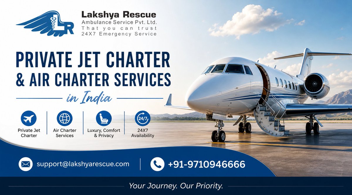 LakshyaRescue's tweet image. Travel with comfort, privacy, and premium charter services across India. 📷
Lakshya Rescue offers 24x7 Private Jet &amp;amp; Air Charter Services for business, medical, and personal travel needs.
#privatejet
#AirCharter
#jetcharter
#charterflights
#PrivateAviation
#lakshyarescue