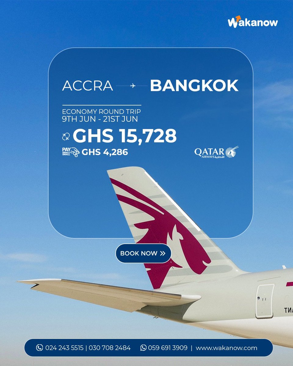 WakanowGhana's tweet image. #WakanowGhana #QatarAirways #Flights #ThinkTravelThinkWakanow