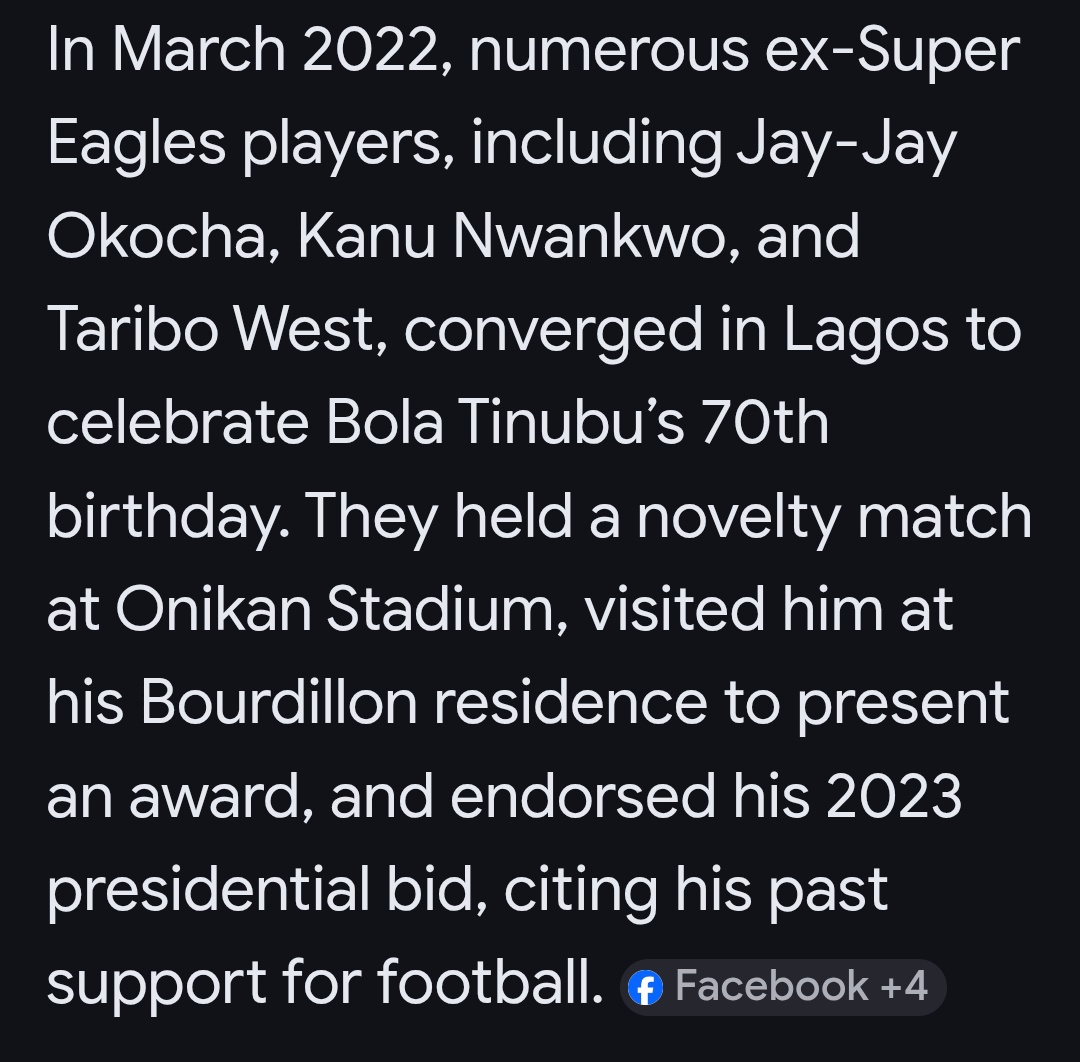 harrydaniyan's tweet photo. They organised a Novelty Football Match for him &amp; an Award Ceremony.

A lot of Young Nigerians were ANGRY!
They called them out &amp; bullied them on Social Media for not supporting their Preferred Candidate.

Nwankwo Kanu (Papilo) had to come out to defend their actions... https://t.co/qmtjqVjKac
