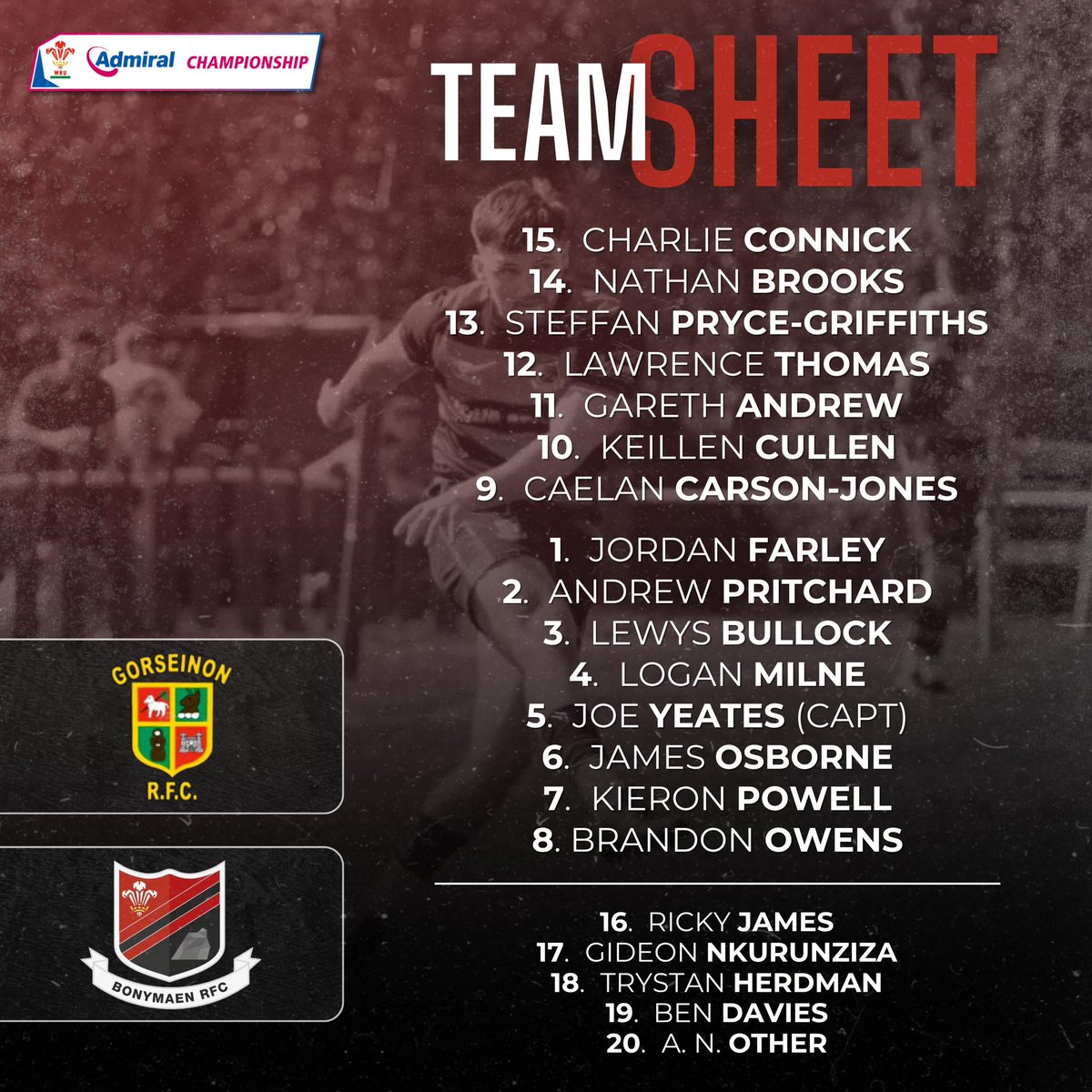 Bonymaenrugby's tweet photo. Match Day 🏉

📍Bynea RFC, SA14 9LN
⏰ 14:30
🆚 Gorseinon
🏆 Admiral Championship West 

#UppaMaen #WRUcommunity https://t.co/sJ3Of4M1lL