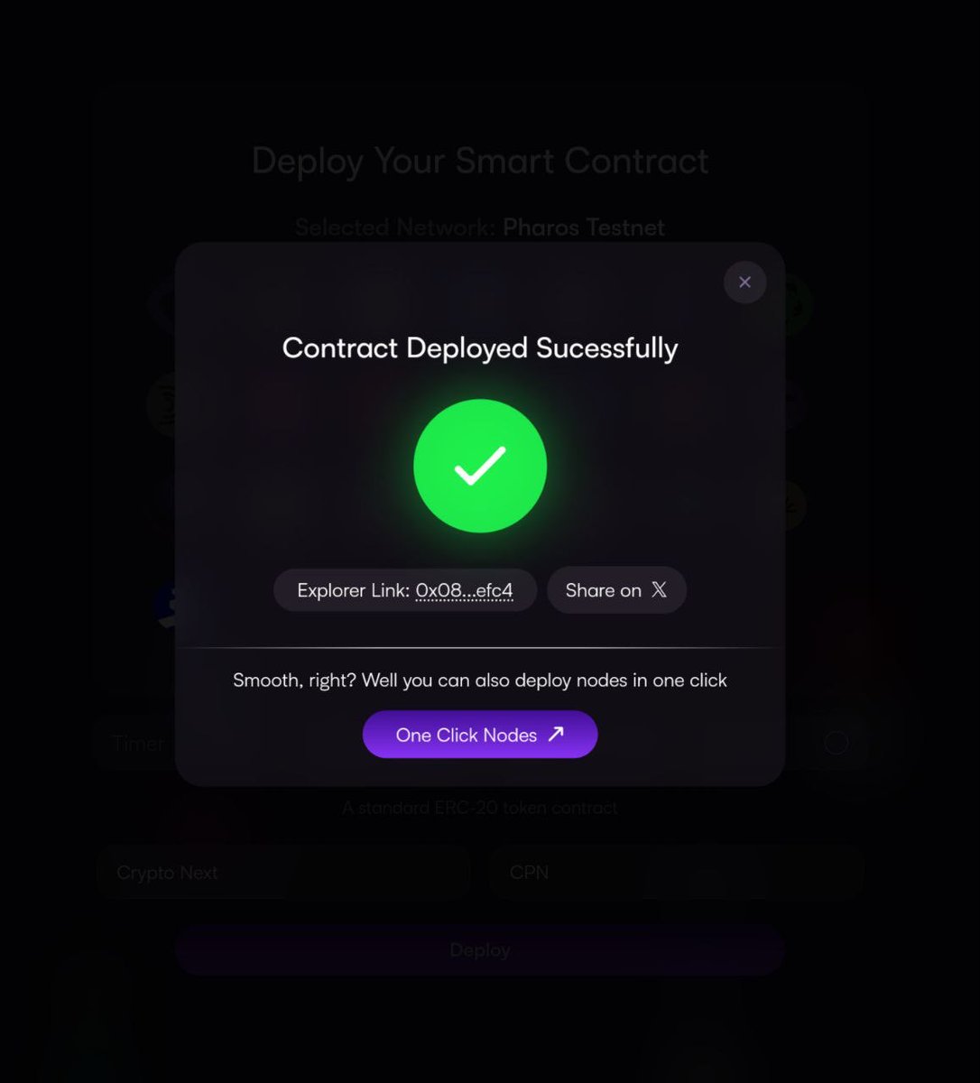 manav4100981's tweet photo. @Kiwi_Nod Pharos Testnet is over and the airdrop is done — but the real value wasn’t in the rewards, it was in the experience. The one-click smart contract deployment showed how simple Web3 interactions can become, lowering the barrier for anyone to build and experiment. https://t.co/jXniam6IWd
