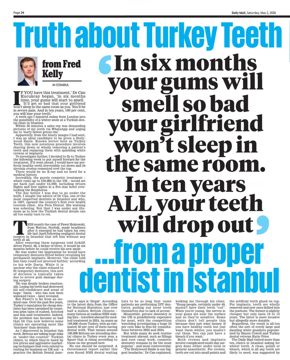 TheBDA's tweet photo. "Dentistry in Britain is tightly regulated, but the authorities here seem utterly untroubled these clinics are now touting for business in UK hotels," warns @eddiecrouch.  

"Regulators appear unwilling to tackle crimes taking place in plain sight.”

https://t.co/BdOXW2H8W9 https://t.co/g9kwUMccet