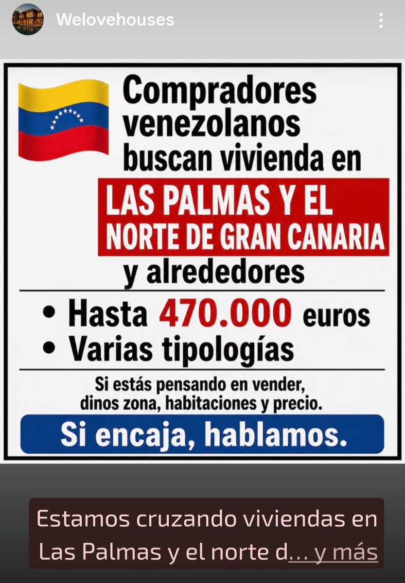 No son los subsaharianos qué se bajan de la patera los que nos quitan vivienda. 

Son estos venezolanos ricachones y trumpistas que inundan las redes con anuncios para especular.