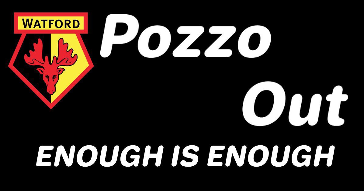 PozzoOutGroup's tweet photo. If you are going to the game today, wear red to show Gino the red card.

If you are planning to attend the protest today, it starts at Spoons at 11:30, please keep it peaceful &amp; civil! 

Together as a fanbase, we can send a strong message. Our club deserves better #watfordfc https://t.co/fneUvAi0US