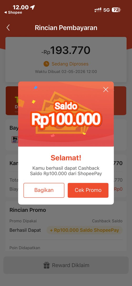 heycloudi's tweet photo. @kimmyexp tadi jam 12.00 belanja superindo pake spaylater dapet saldo cashback 100.000🥹 tumben hoki biasa cuma 5 perak 🤣 https://t.co/vEdBUfcNDz