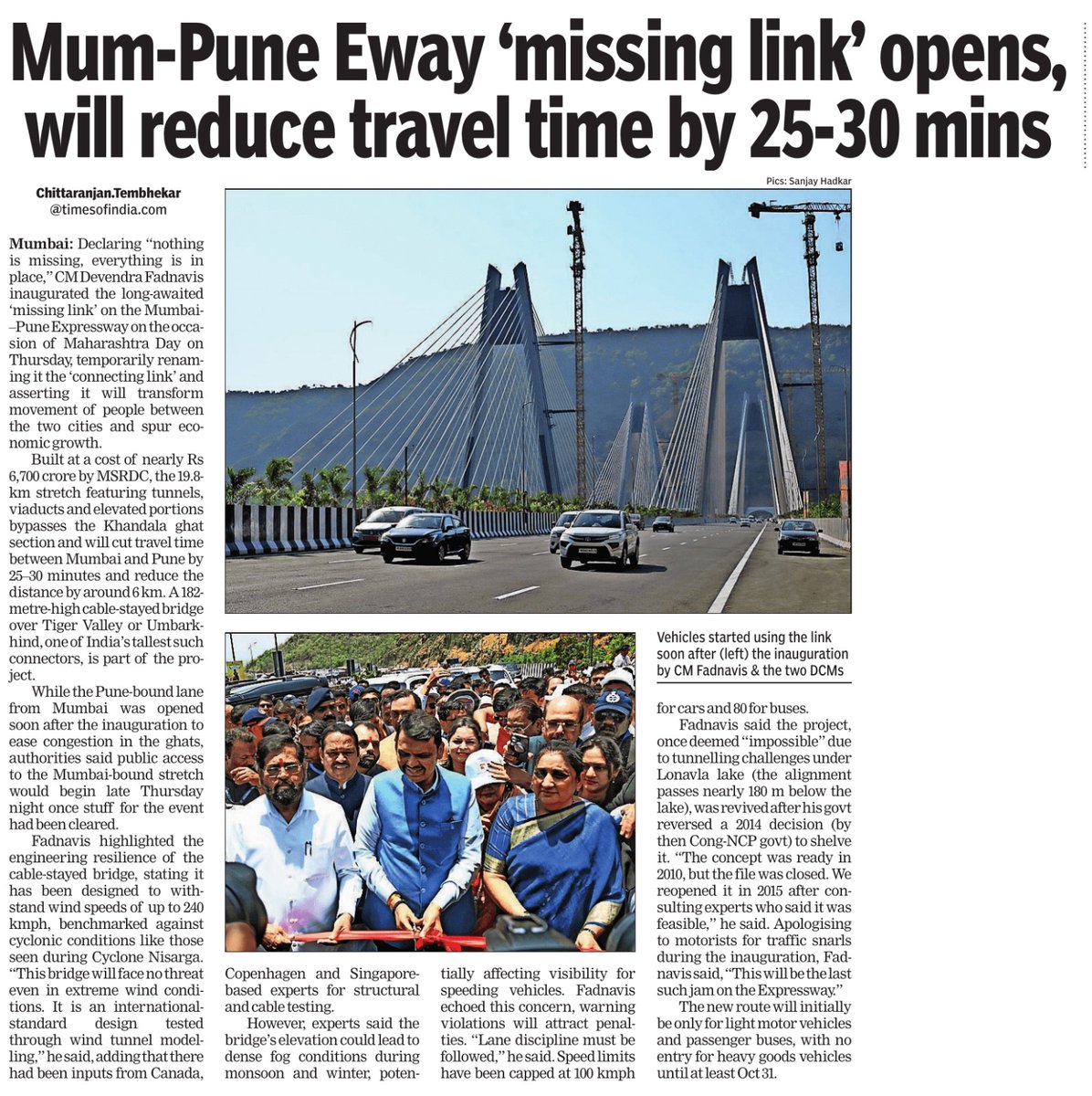 CMOMaharashtra's tweet image. Mumbai-Pune Expressway 'missing link' opens, will reduce travel time by 25-30 mins

@Dev_Fadnavis
#Maharashtra #DevendraFadnavis #MissingLink #MumbaiPune