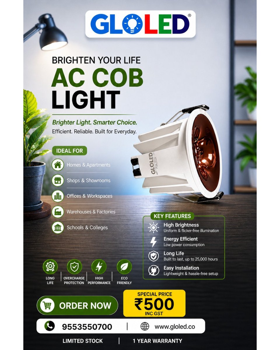 🚨☀️ SUMMER MEGA OFFER – DAY 5 ☀️🚨
🎯 One Day. Premium Range. Unbeatable Price.
🔥 Day 5 of our Summer Daily Deal Series is LIVE!

Every day = New deal
Today = Focused Lighting. Premium Performance.

💡 GLOLED PREMIUM COB LIGHTS – UPGRADE YOUR SPACE
Experience high-performance,