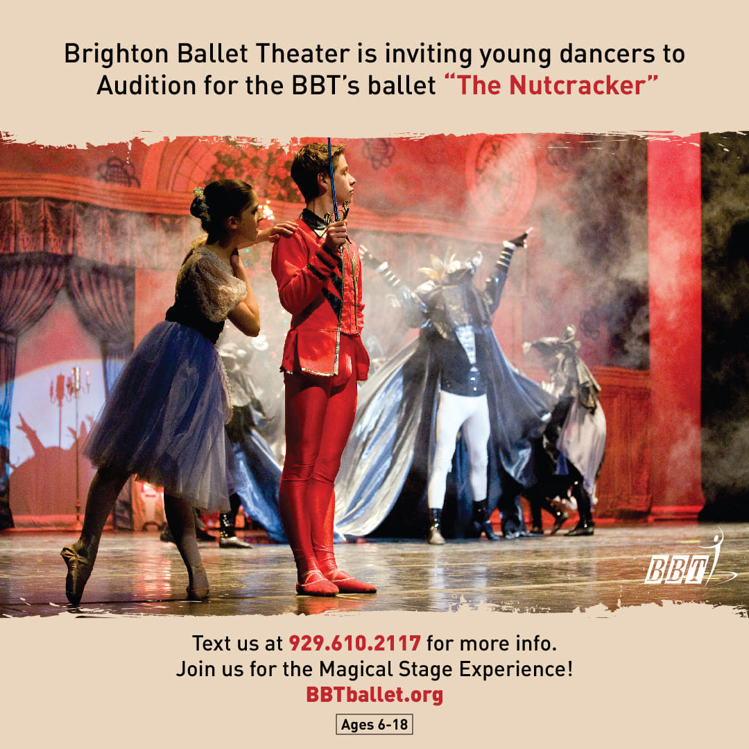 BrightonBallet's tweet image. Calling young dancers! 🎭 Audition for Brighton #Ballet Theater’s #Nutcracker - December 2026. Ages 6–18. Learn, grow, perform!  beacons.ai/invt2dance

🩰 Reserve your audition today → calendly.com/brightonballet… 
#Nutcracker2026 #TheNutcracker #Kingsborough