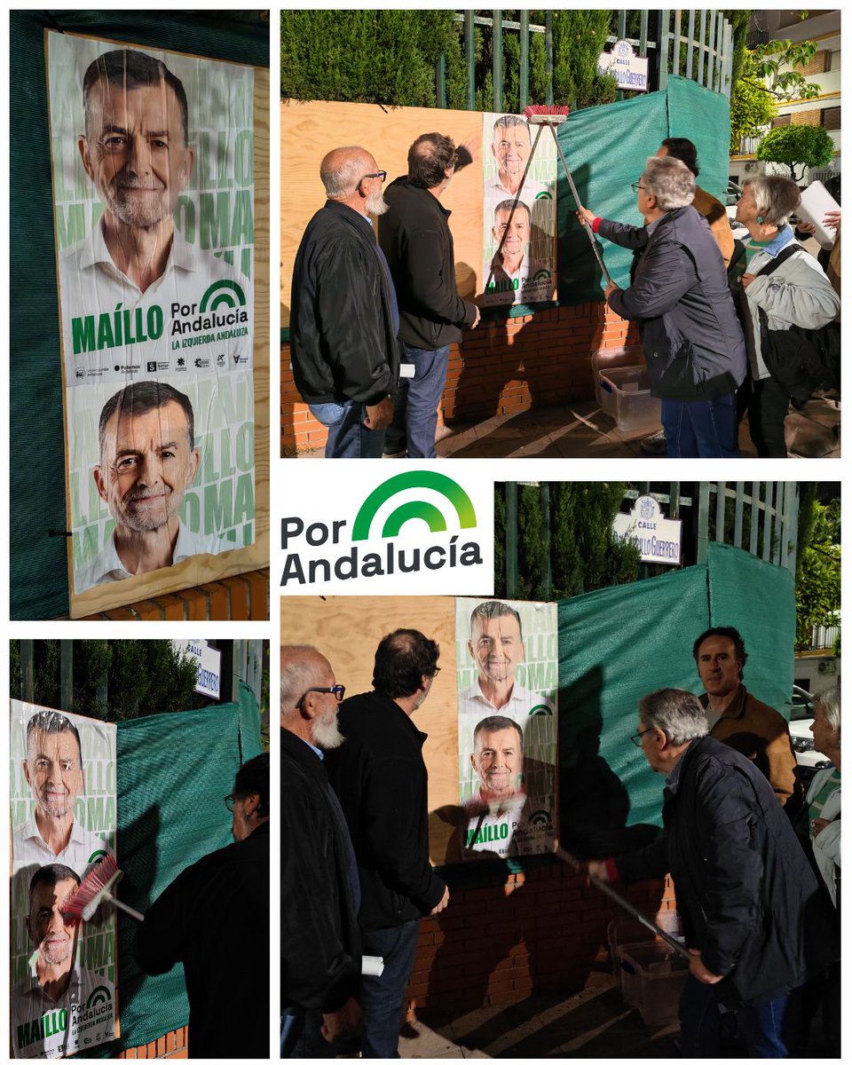 Con_Ronda's tweet photo. Arrancamos la campaña en #Ronda con la pegada de carteles de #PorAndalucía 🌿✊

🗳️ El 17M, vota Por Andalucía.

@podemosxronda @iulvcaronda
#AntonioMaíllo #17M https://t.co/I3VWKQHct9