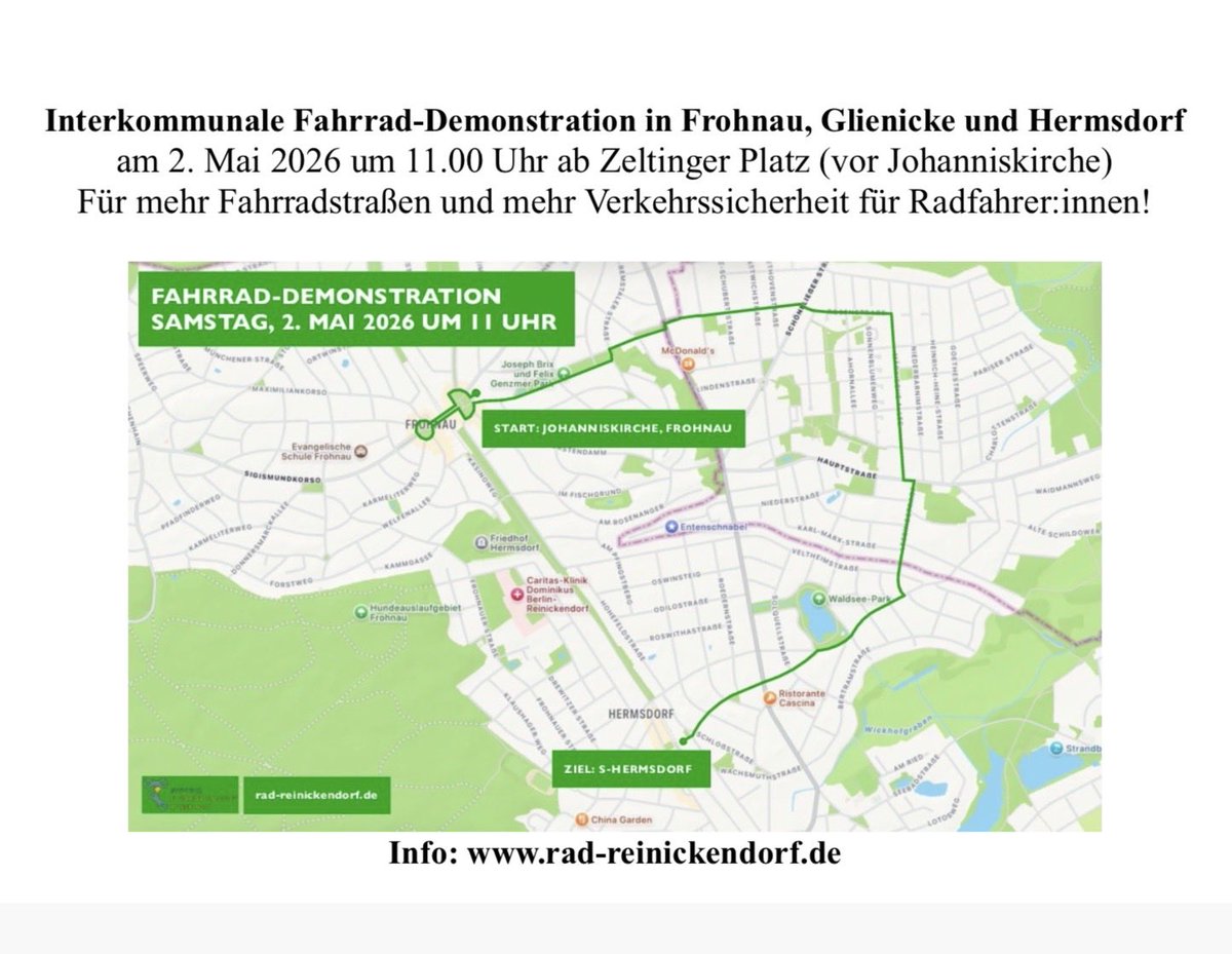 Adelhoefer's tweet image. Kommt zur interkommunalen Fahrraddemo und demonstriert mit uns für mehr Platz und Verkehrssicherheit für Radfahrende!
#visionzero