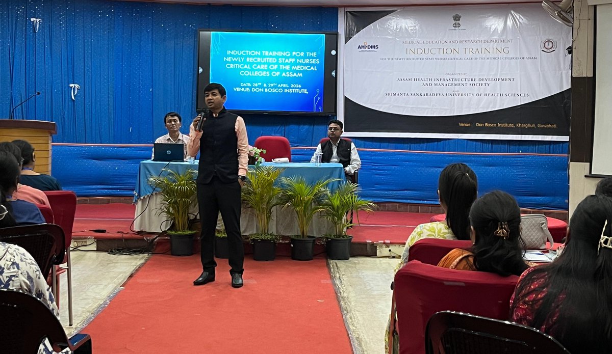 ahidms's tweet photo. Comm &amp; Secy , MERD cum PD, AHIDMS Dr. Siddharth Singh, IAS addressing the 4th batch (3rd phase) of  Newly recruited Staff Nurses for critical care units of MCHs during the Induction Training held at DBI, Kharguli https://t.co/DDkyqEcRRD