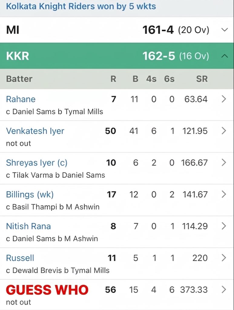 CrTonic's tweet photo. 15 balls. Match over. 
GUESS WHO turned into Prime De Villiers for one night only?
Hint: 🇦🇺 + 🤠 + 🤫

@cricbuzz 

#IPL2026 https://t.co/qhhsvaYgEr
