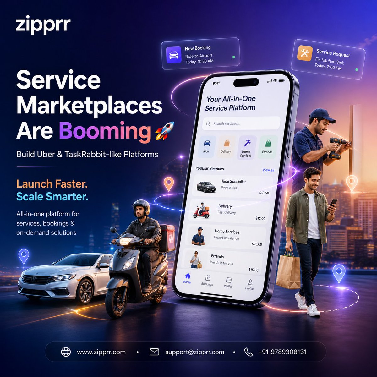 Zipprr_off's tweet photo. The future is service marketplaces! From ride bookings to home services—everything in one platform. Build, launch, and scale your on-demand business faster with Zipprr.
Get In Touch:  https://t.co/LKle7itQ3f
WhatsApp:  +91 9789308131
#TaskRabbitClone #UberClone #zipprr https://t.co/tPRJwEGJ0j