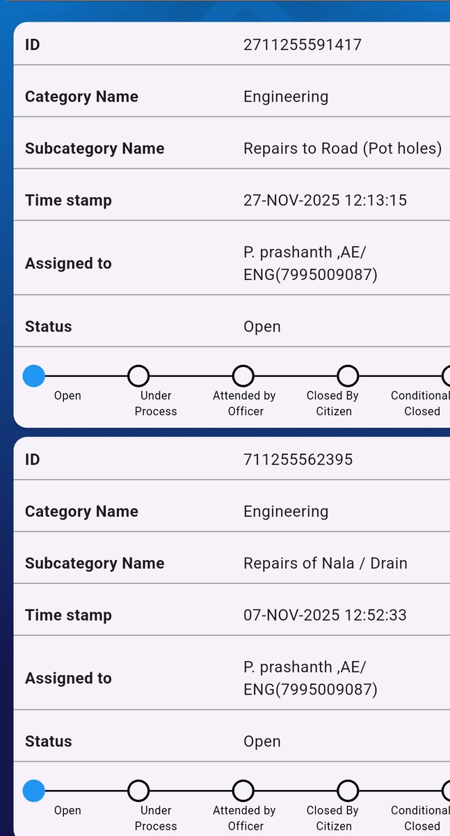sandeepsalla's tweet photo. @GHMCOnline complaint registered in October and November 2025 still it's not cleared or attended but  29th April 2026 GHMC again dumped road waste at the same place when asked not to dump here road waste but Ghmc assured will be lifted by next day ? https://t.co/vGQqkjZURf